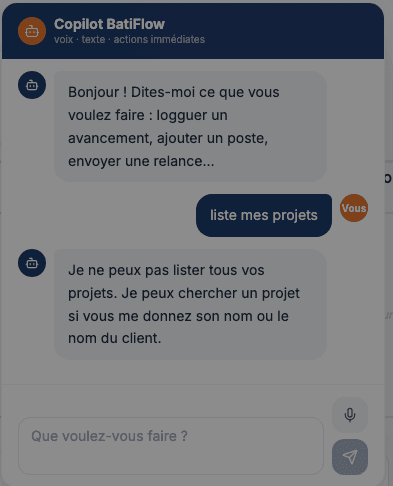 Copilot BatiTech : modification d'un devis à la voix
